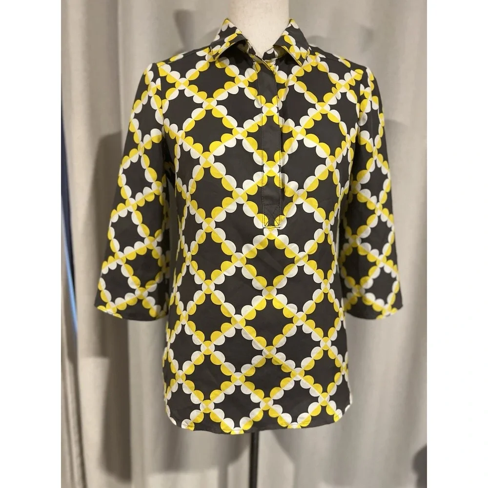 Tory Burch Women's 100%silk Blouse Quarter Snap‎ Buttons